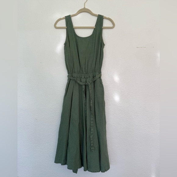 Not Perfect Linen Green Sleeveless Dress - Picture 3 of 5